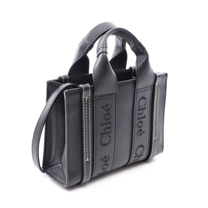 ウッディ ミニ 2WAY ハンドバッグ レザー ブラック クロエ バッグ Chloe