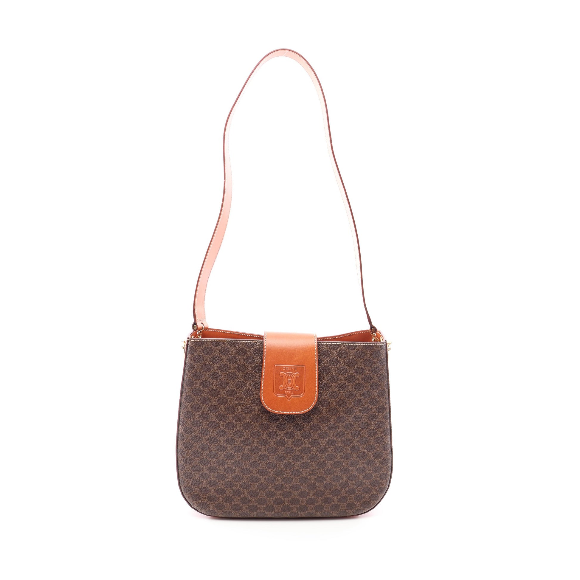 マカダム ワンショルダーバッグ ワンショルダーバッグ PVC レザー ブラウン ダークブラウン セリーヌ バッグ CELINE