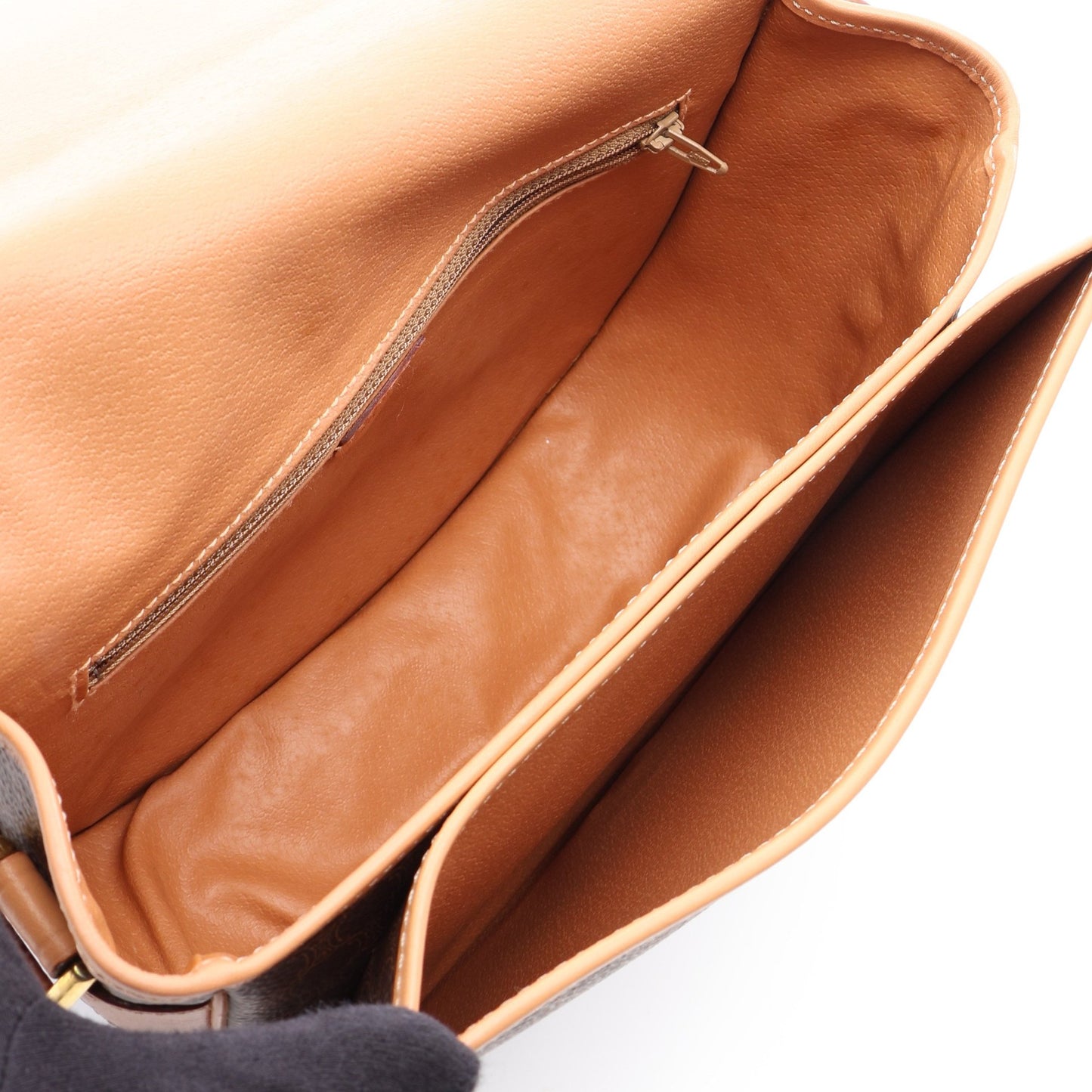 マカダム ショルダーバッグ ショルダーバッグ PVC レザー ダークブラウン ベージュ セリーヌ バッグ CELINE