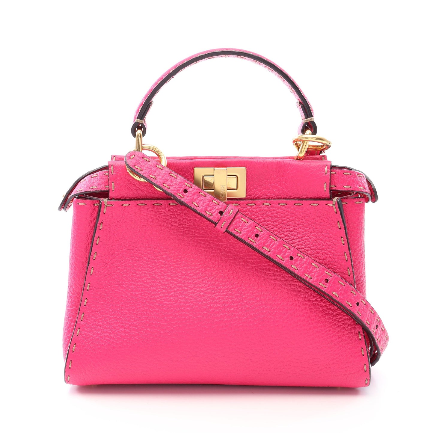 ミニピーカブー 2WAY ハンドバッグ レザー ピンクパープル フェンディ バッグ FENDI