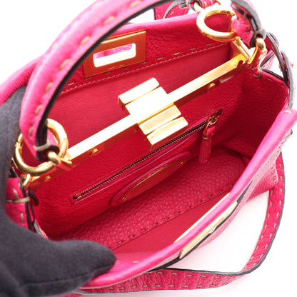 ミニピーカブー 2WAY ハンドバッグ レザー ピンクパープル フェンディ バッグ FENDI