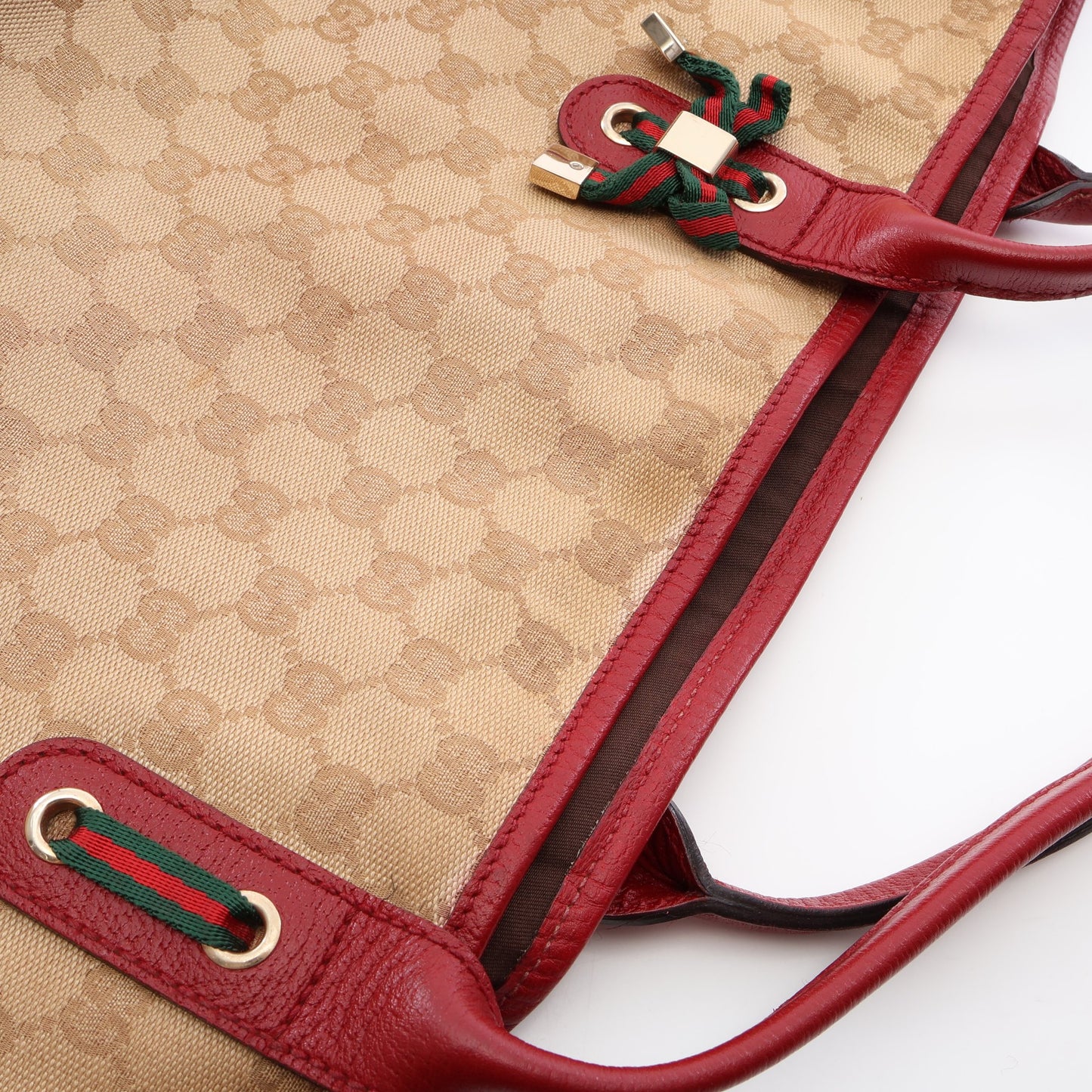 プリンシー シェリーライン GGキャンバス ショルダーバッグ トートバッグ キャンバス レザー ベージュ レッド グッチ バッグ GUCCI
