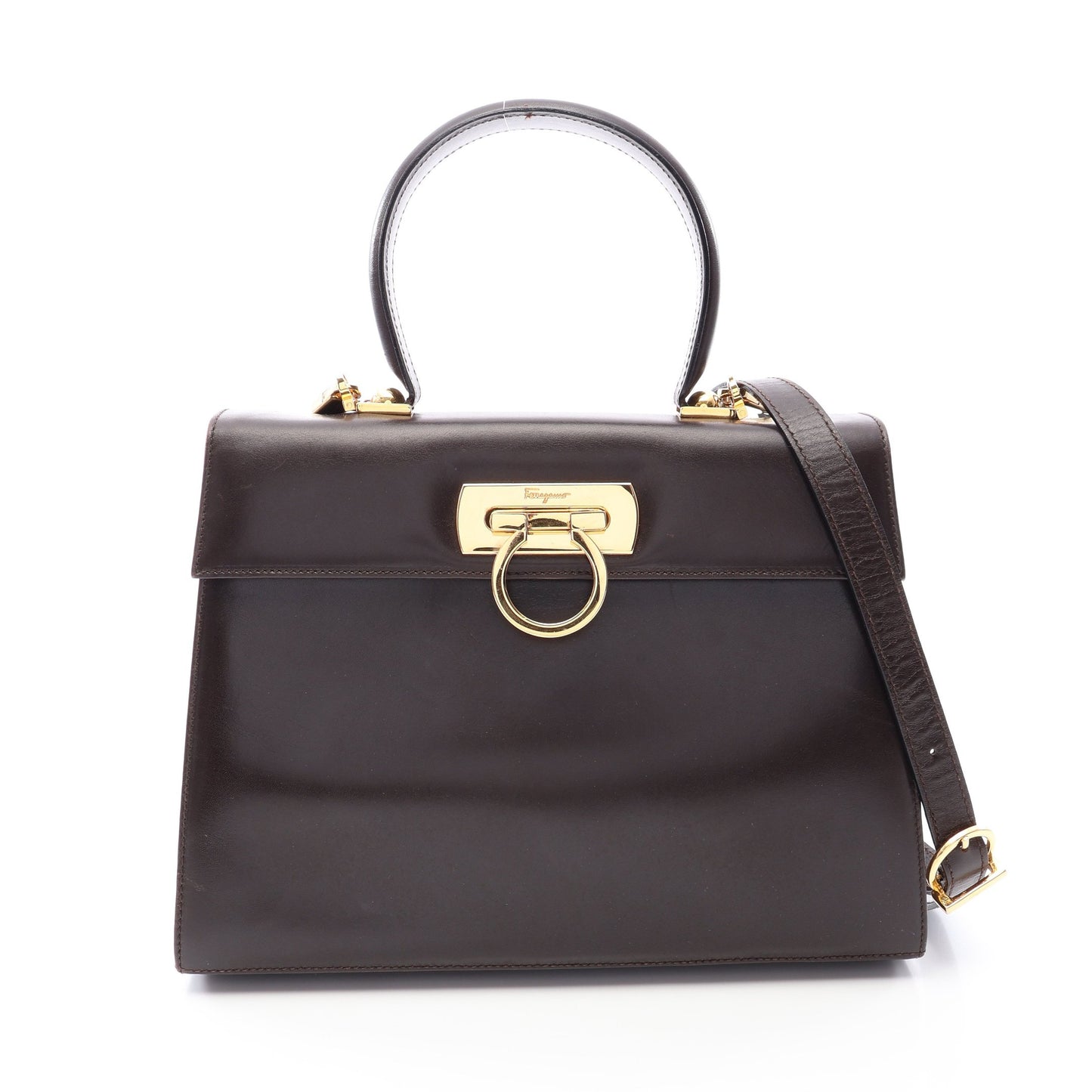 ガンチーニ 2WAY ハンドバッグ レザー ダークブラウン サルヴァトーレフェラガモ バッグ Salvatore Ferragamo