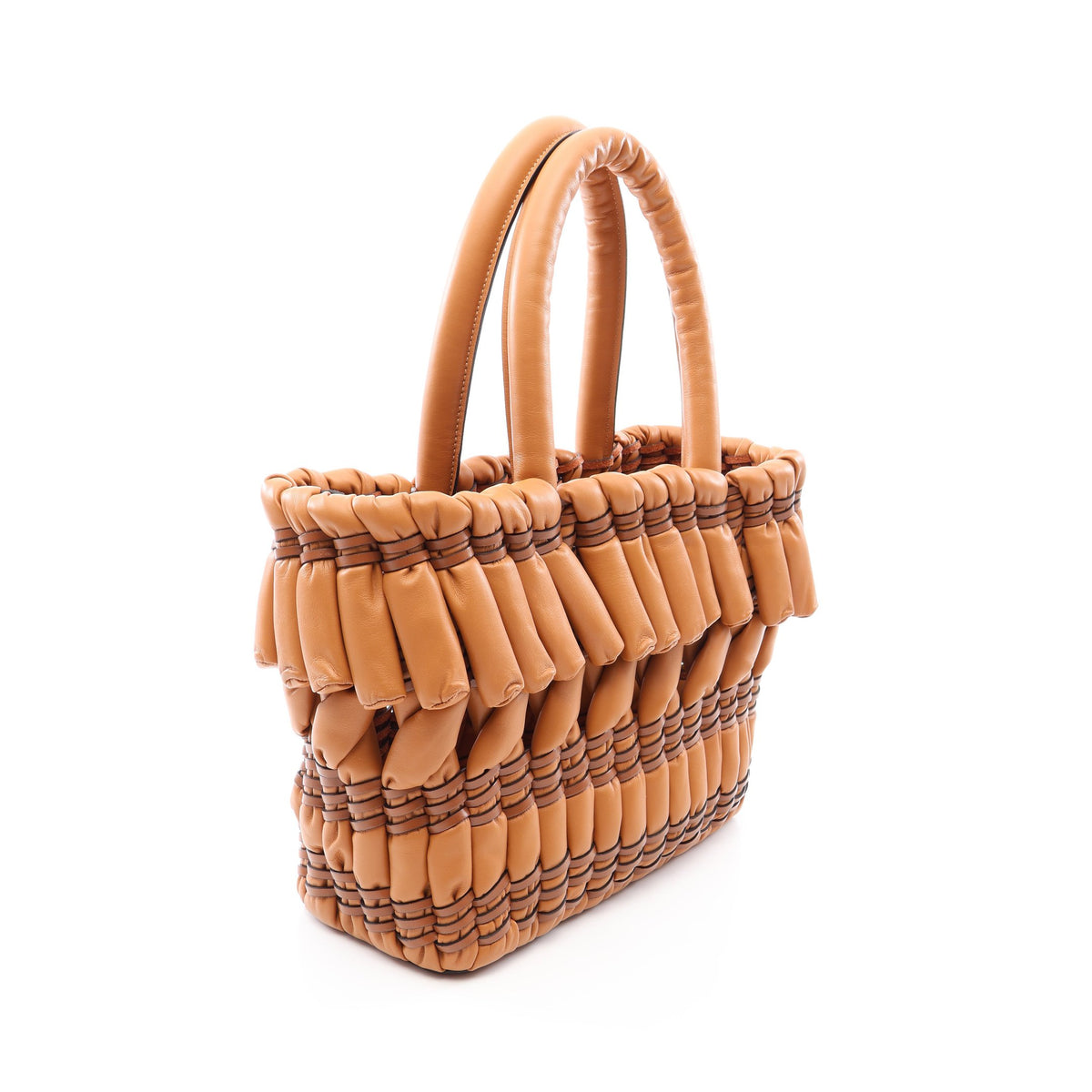 TUBULAR バスケット ハンドバッグ トートバッグ レザー ブラウン ロエベ バッグ LOEWE