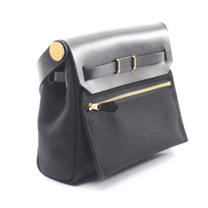 エールバッグジップ ミニ ショルダーバッグ トワルミリタリー ヴァッシュハンター ブラック ゴールド金具 G刻印 エルメス