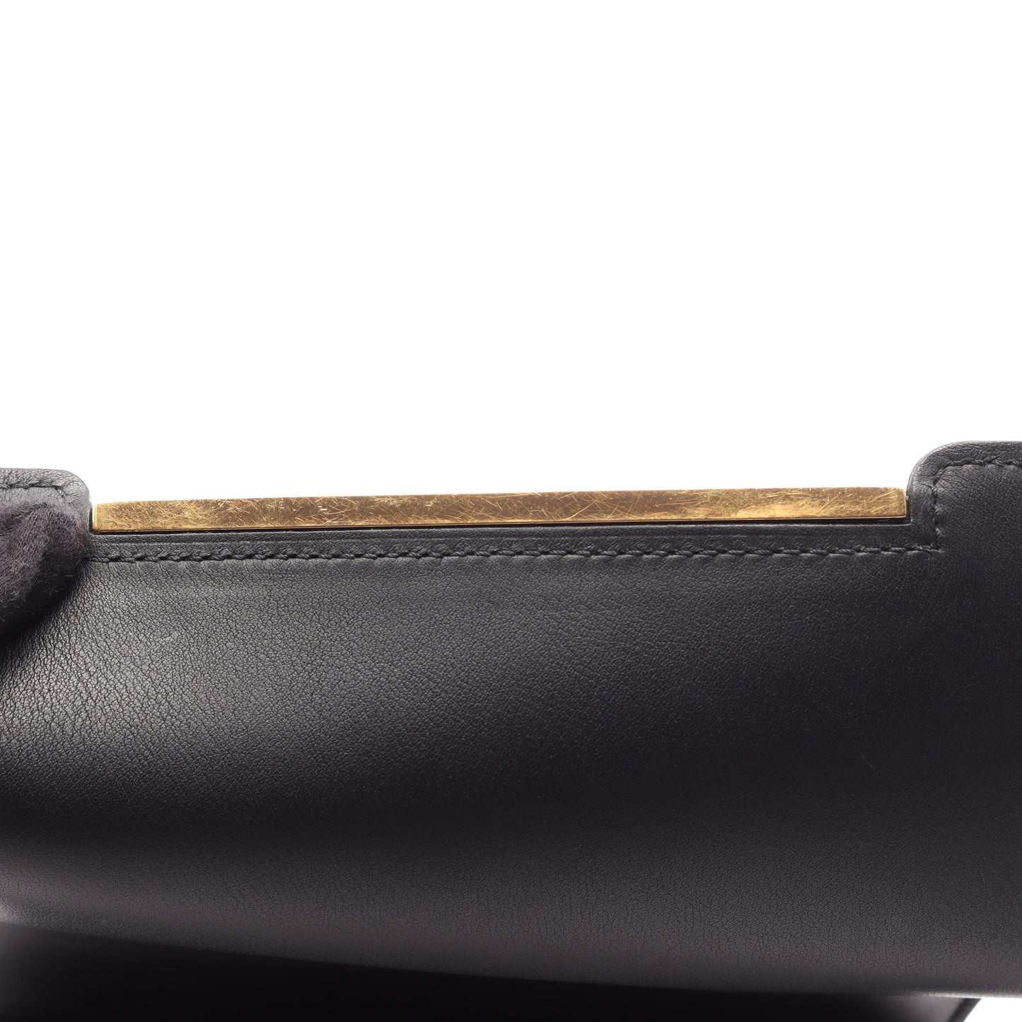 ゲタ ショルダーバッグ シェーブル ブラック ゴールド金具 B刻印 エルメス