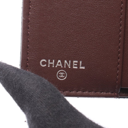 クラシック スモール フラップ ウォレット マトラッセ 三つ折り財布 キャビアスキン ブラック シルバー金具 シャネル