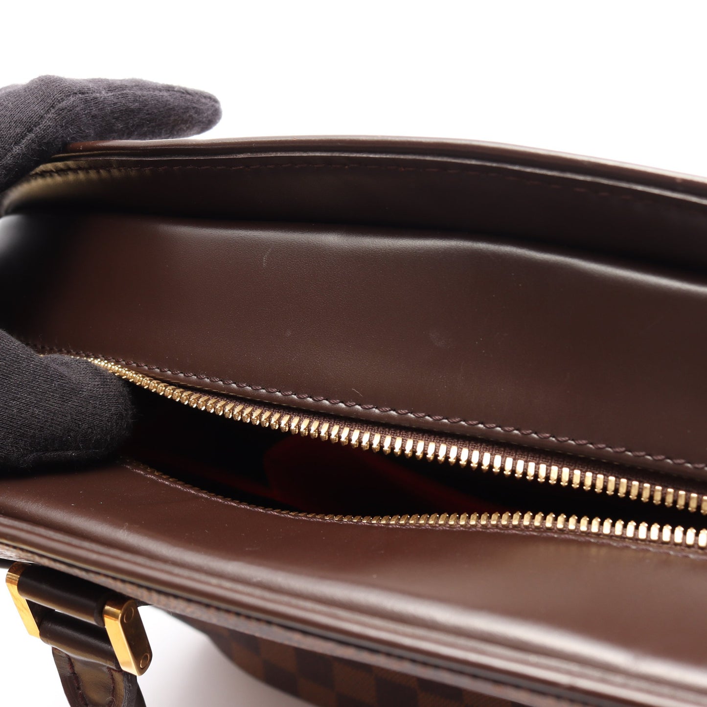 サリア オリゾンタル ダミエエベヌ ハンドバッグ PVC レザー ブラウン ルイヴィトン