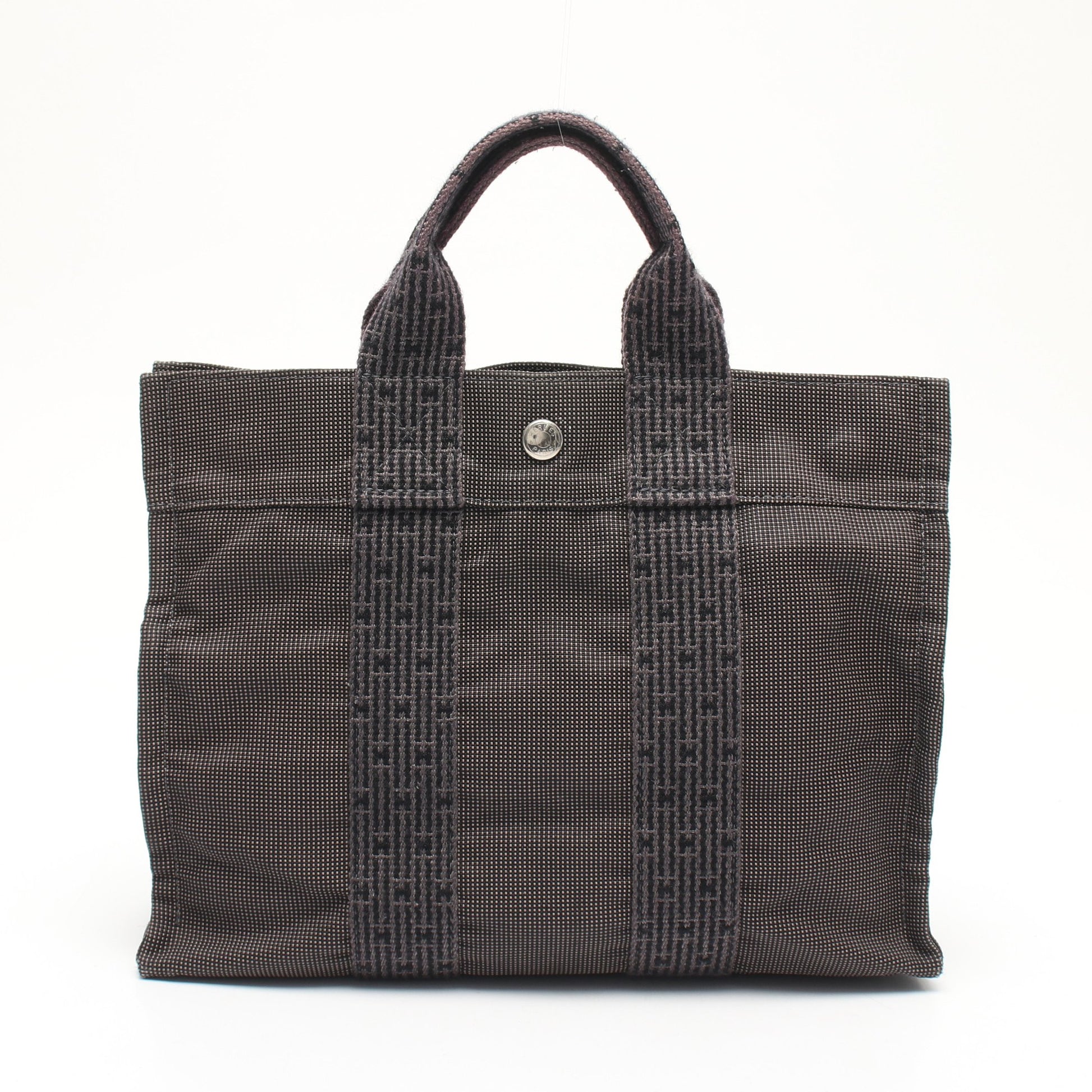 エールラインPM ハンドバッグ トートバッグ ナイロンキャンバス グレー シルバー金具 エルメス バッグ HERMES