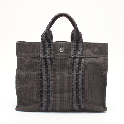 エールラインPM ハンドバッグ トートバッグ ナイロンキャンバス グレー シルバー金具 エルメス バッグ HERMES