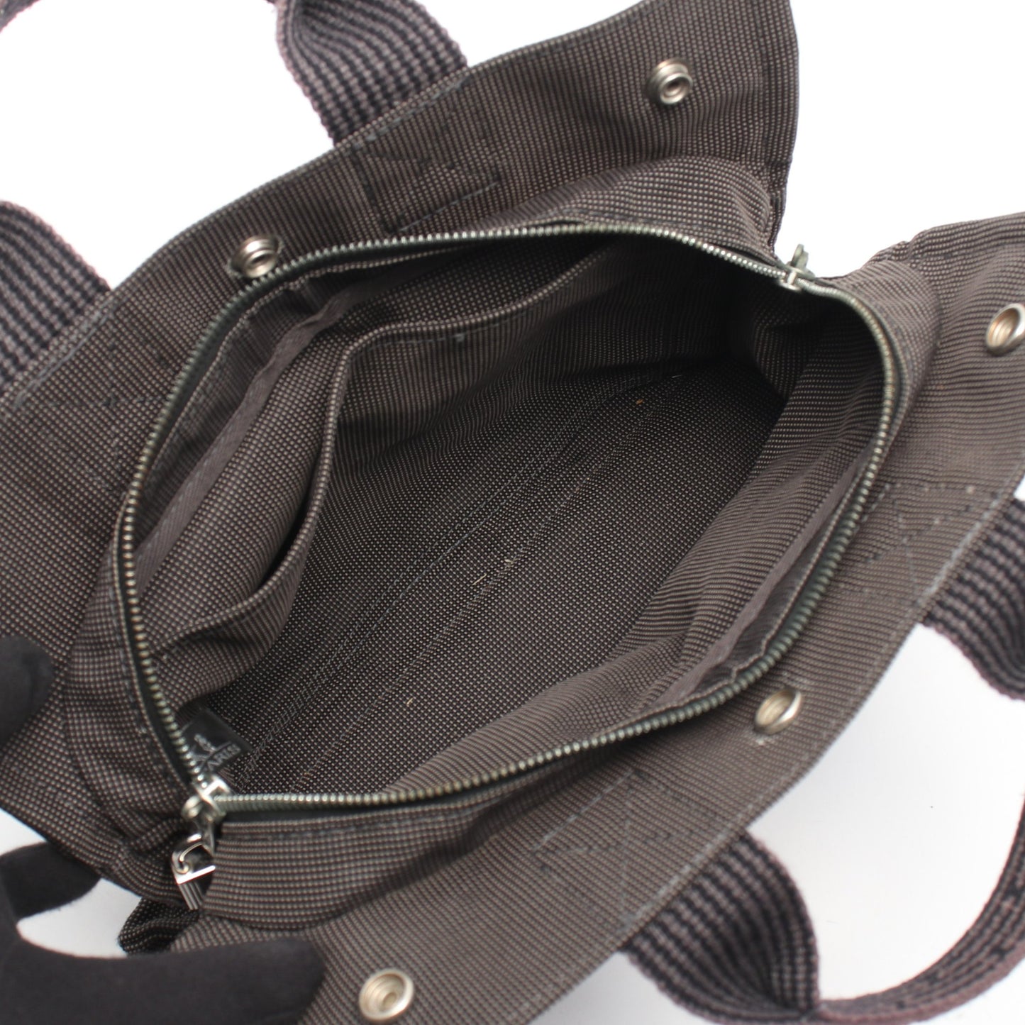 エールラインPM ハンドバッグ トートバッグ ナイロンキャンバス グレー シルバー金具 エルメス バッグ HERMES