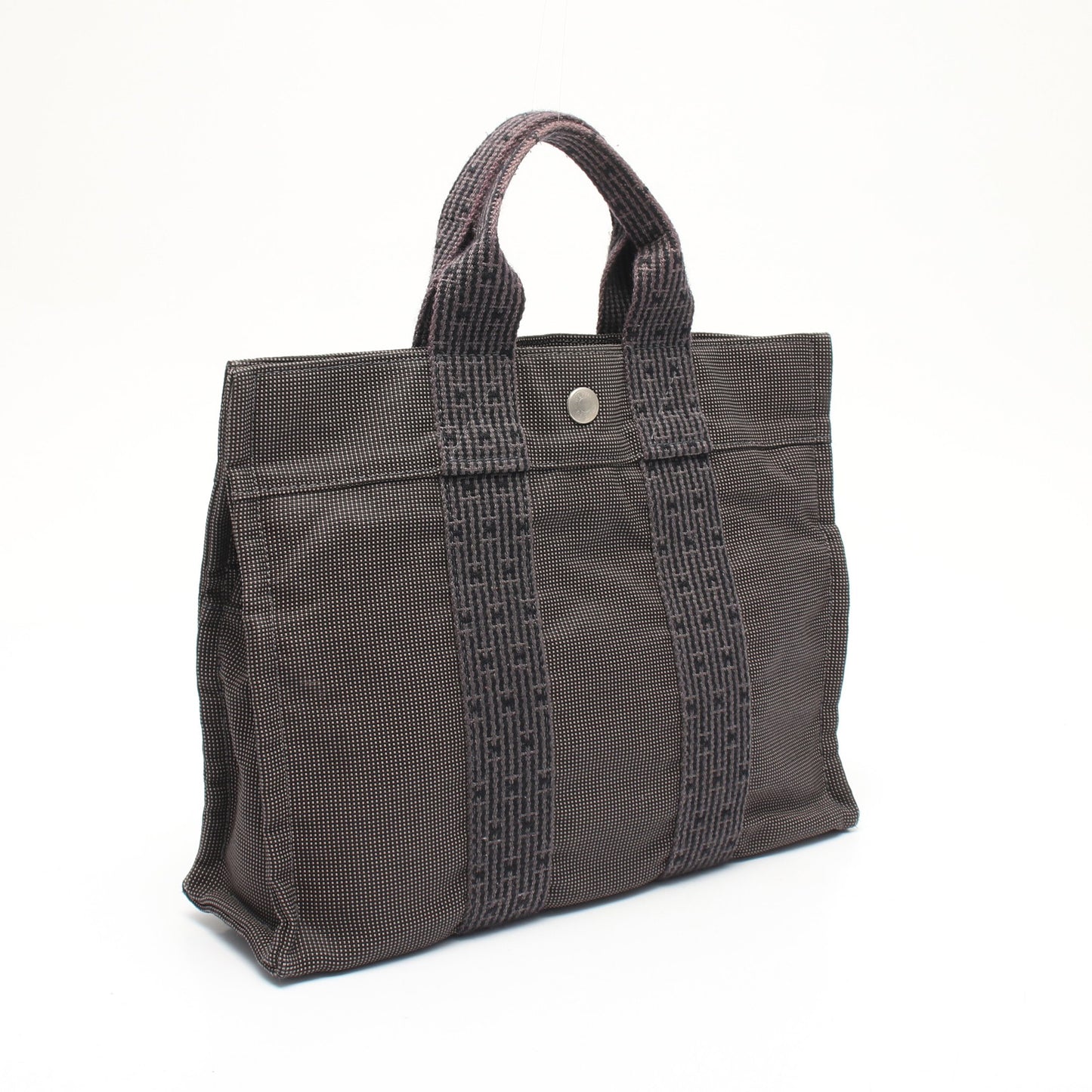 エールラインPM ハンドバッグ トートバッグ ナイロンキャンバス グレー シルバー金具 エルメス バッグ HERMES