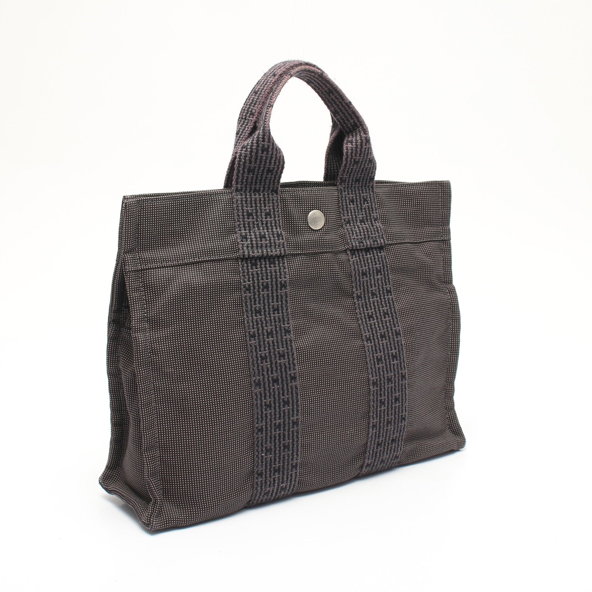 エールラインPM ハンドバッグ トートバッグ ナイロンキャンバス グレー シルバー金具 エルメス バッグ HERMES