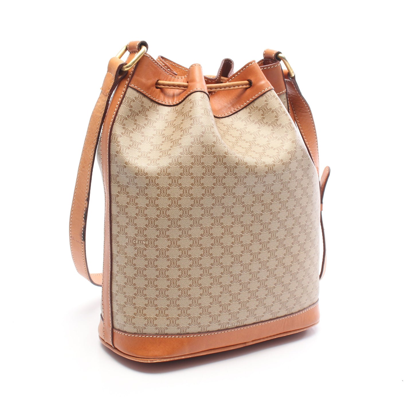 マカダム ショルダーバッグ PVC レザー ベージュ ライトブラウン セリーヌ バッグ CELINE