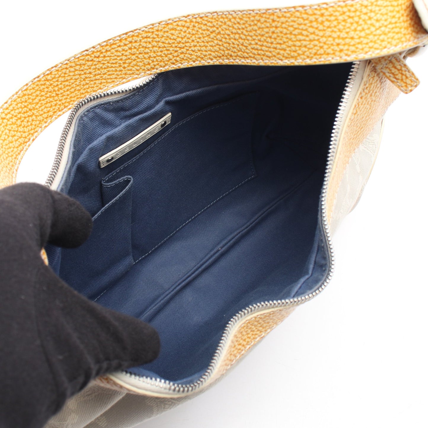 パリマカダム ワンショルダーバッグ キャンバス レザー ライトグレー イエロー セリーヌ バッグ CELINE