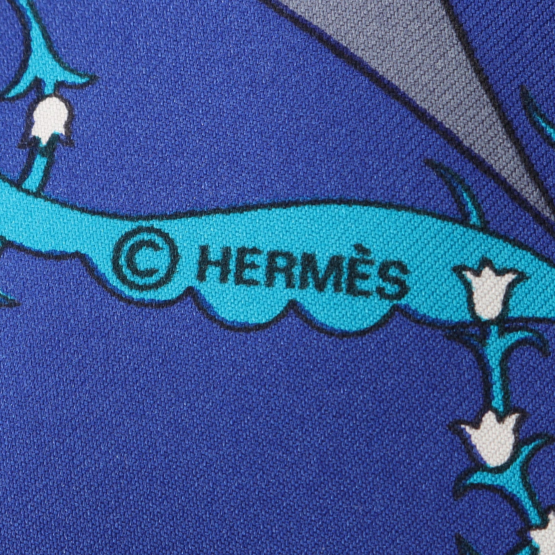 カレ90 Poesie Persane スカーフ シルク ブルー レッド マルチカラー エルメス 財布・小物 HERMES