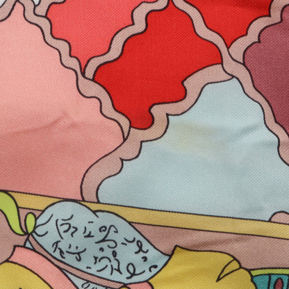 カレジェアン カレ140 シルクツイル fantaisies indiennes スカーフ ショール シルク コーラルピンク マルチカラー エルメス