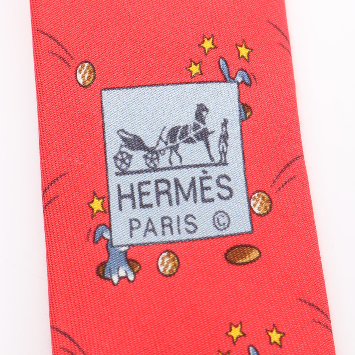 ウサギ ネクタイ シルク レッド マルチカラー エルメス 財布・小物 HERMES