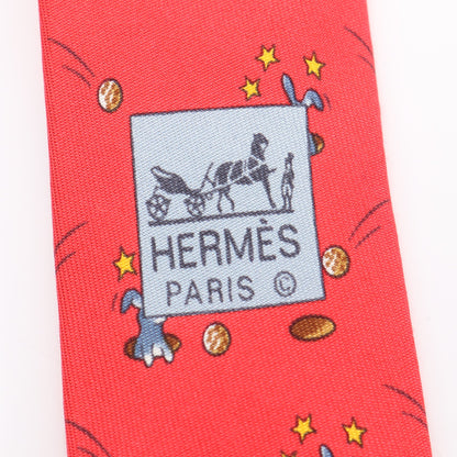 ウサギ ネクタイ シルク レッド マルチカラー エルメス 財布・小物 HERMES