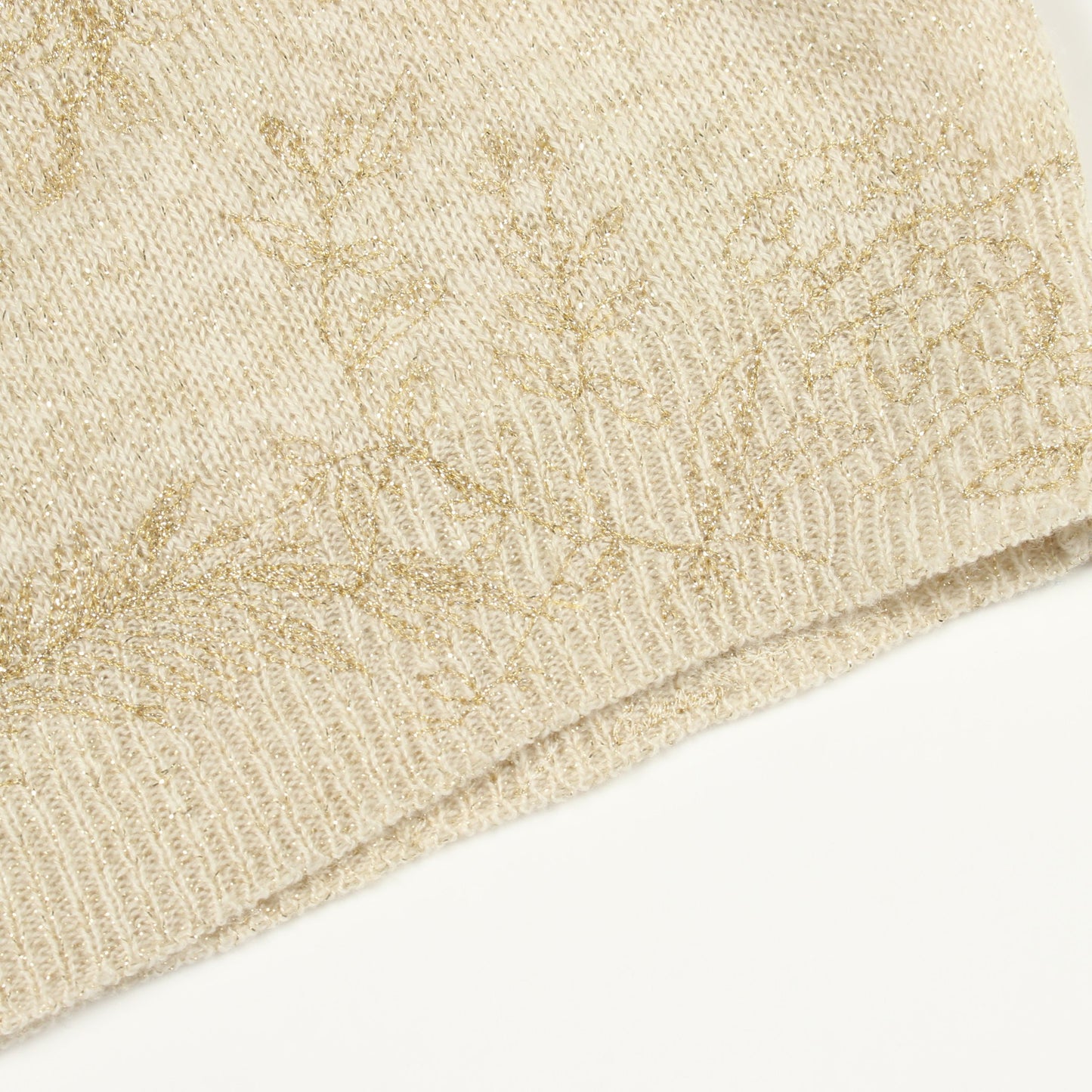 刺繍 クルーネック ニット カシミヤ オフホワイト ゴールド クリスチャンディオール