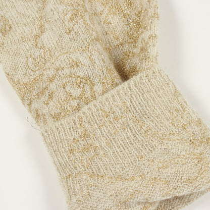刺繍 クルーネック ニット カシミヤ オフホワイト ゴールド クリスチャンディオール