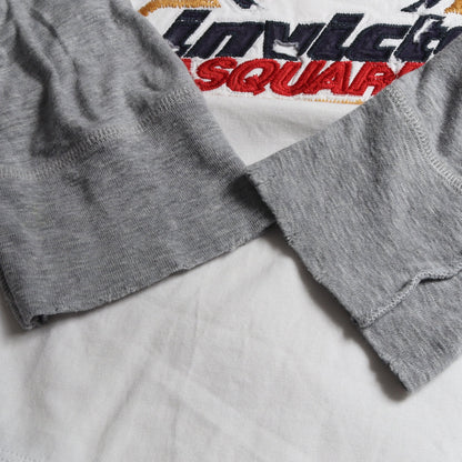 DSQUARED2 × INVICTA ロゴ ダメージ加工 長袖Tシャツ コットン ホワイト グレー ディースクエアード