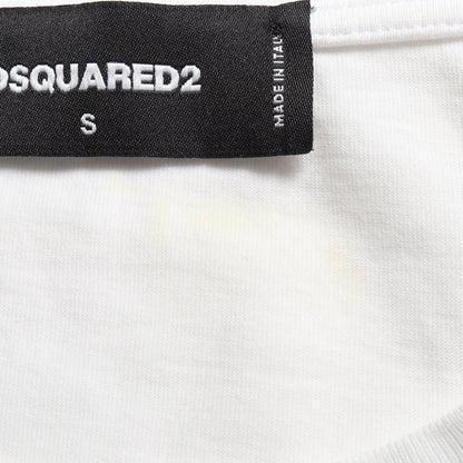 DSQUARED2 × INVICTA ロゴ ダメージ加工 長袖Tシャツ コットン ホワイト グレー ディースクエアード