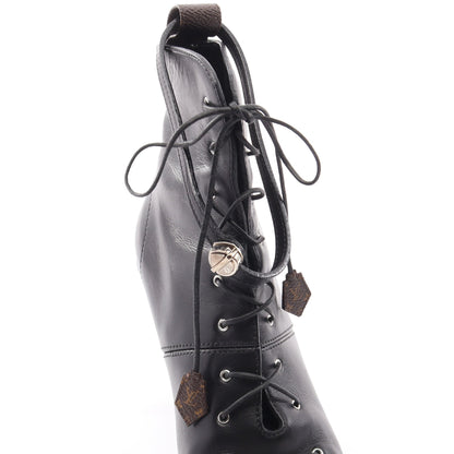 LV ジャネットライン アンクル ブーツ レザー PVC ブラック ブラウン ルイヴィトン