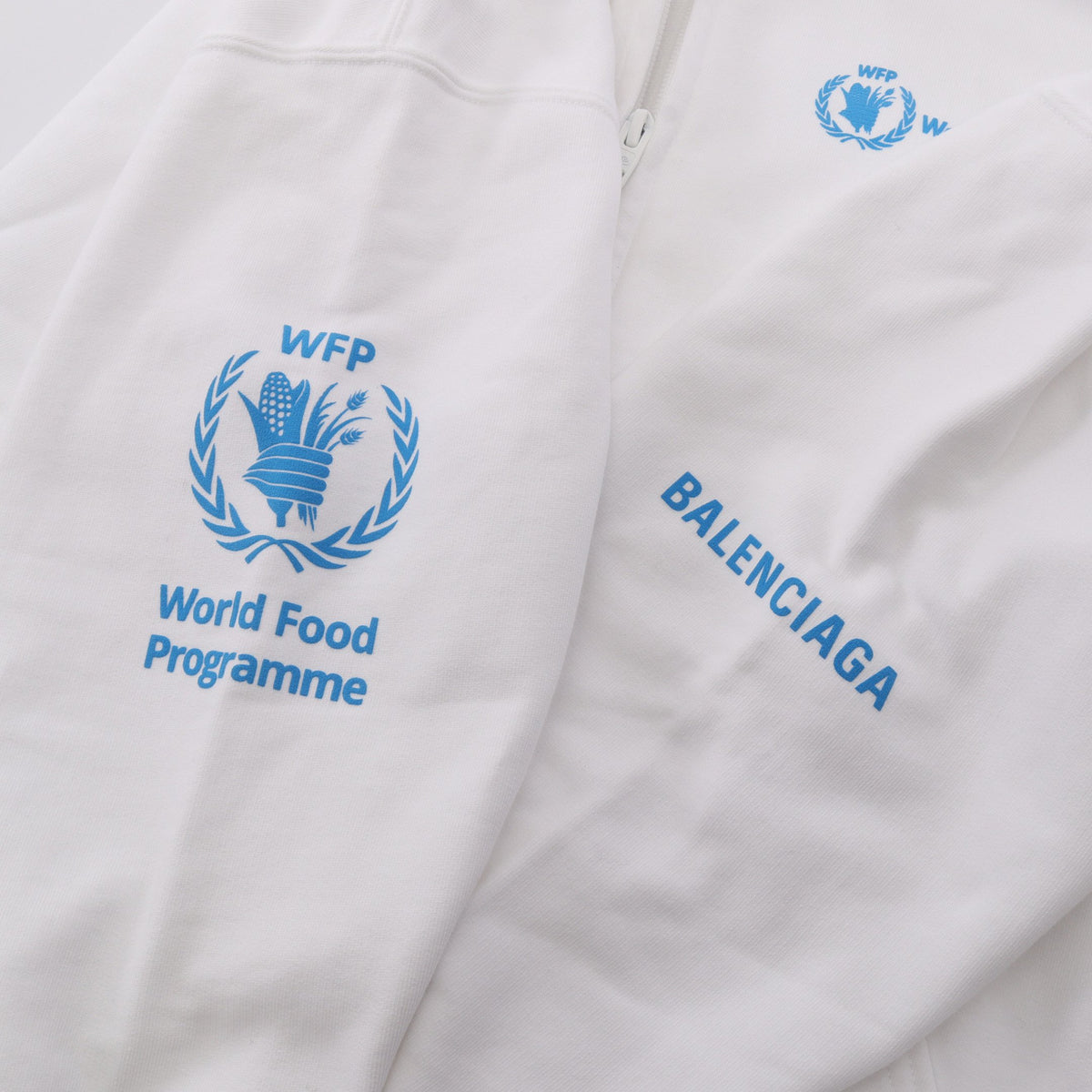 BALENCIAGA × WFP 裏起毛 ジップアップパーカー コットン ホワイト バレンシアガ