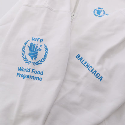 BALENCIAGA × WFP 裏起毛 ジップアップパーカー コットン ホワイト バレンシアガ