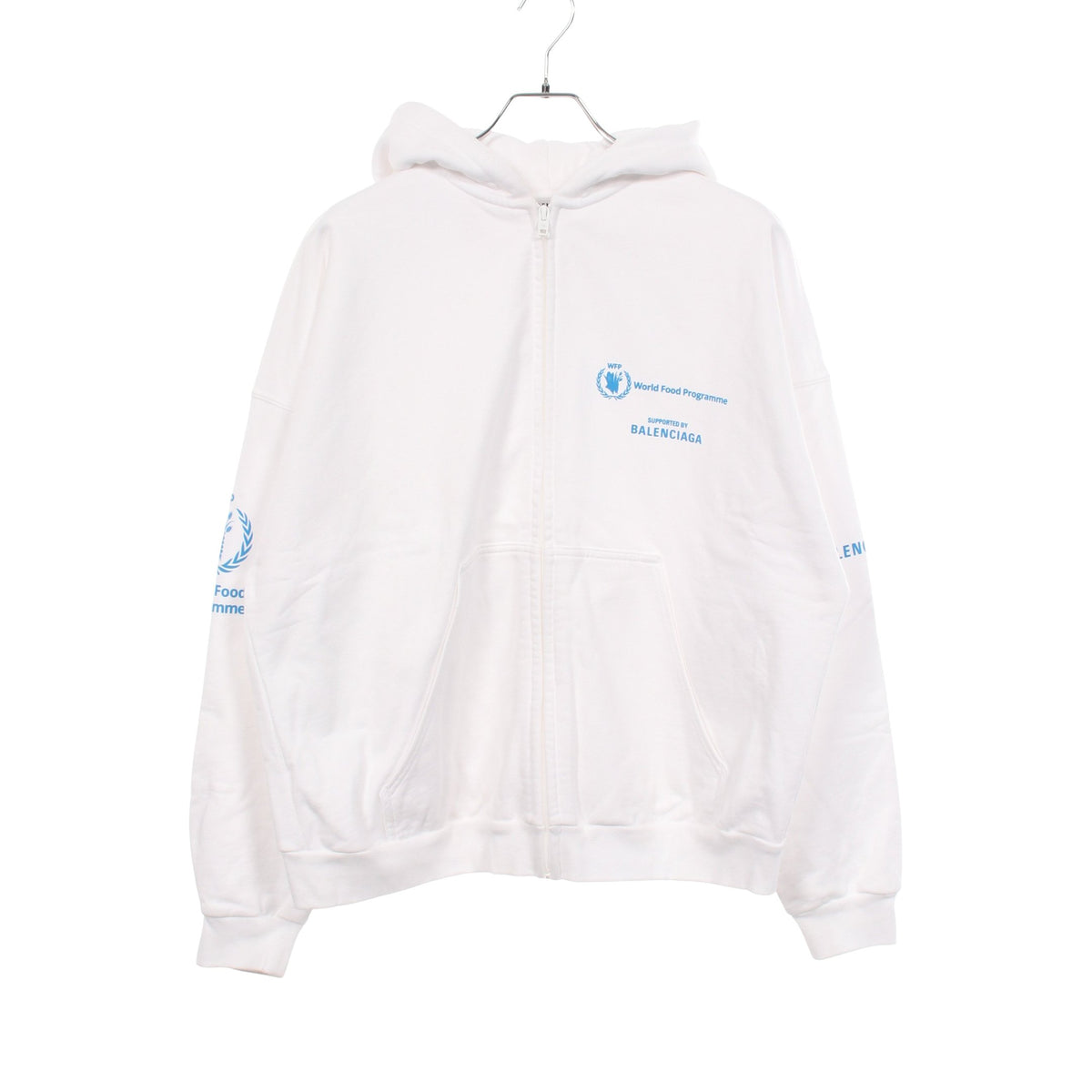 BALENCIAGA × WFP 裏起毛 ジップアップパーカー コットン ホワイト バレンシアガ