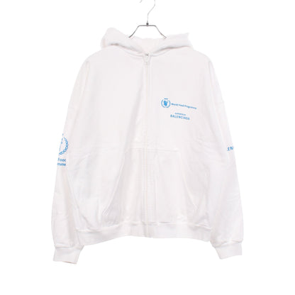 BALENCIAGA × WFP 裏起毛 ジップアップパーカー コットン ホワイト バレンシアガ