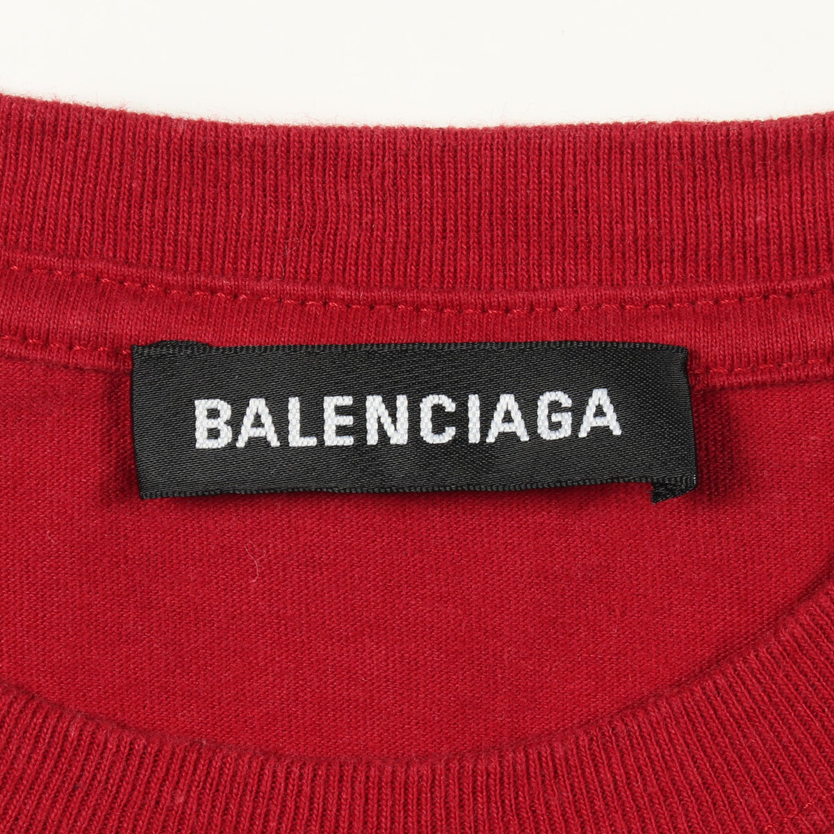 ロゴプリント クルーネック 半袖Tシャツ コットン レッド バレンシアガ トップス BALENCIAGA