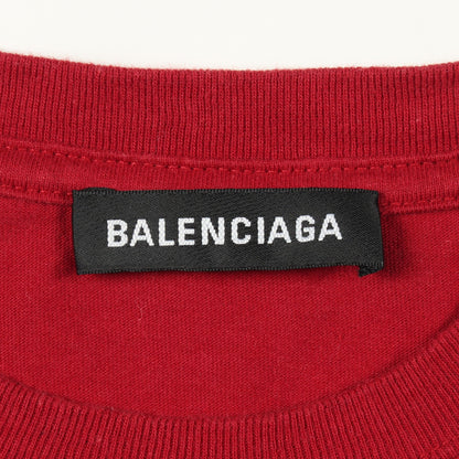 ロゴプリント クルーネック 半袖Tシャツ コットン レッド バレンシアガ トップス BALENCIAGA