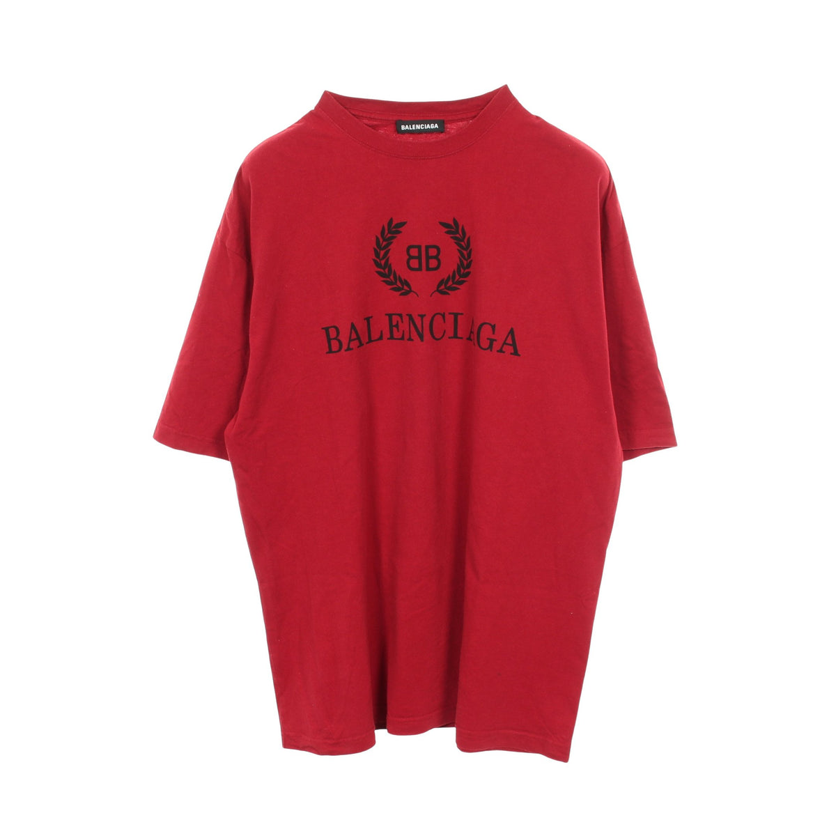 ロゴプリント クルーネック 半袖Tシャツ コットン レッド バレンシアガ トップス BALENCIAGA