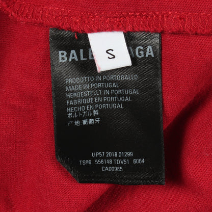 ロゴプリント クルーネック 半袖Tシャツ コットン レッド バレンシアガ トップス BALENCIAGA