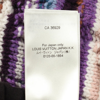 ストライプケーブルニット トラックトップ ジップアップ ジャケット ウール カシミヤ パープル マルチカラー ルイヴィトン アウター LOUIS VUITTON