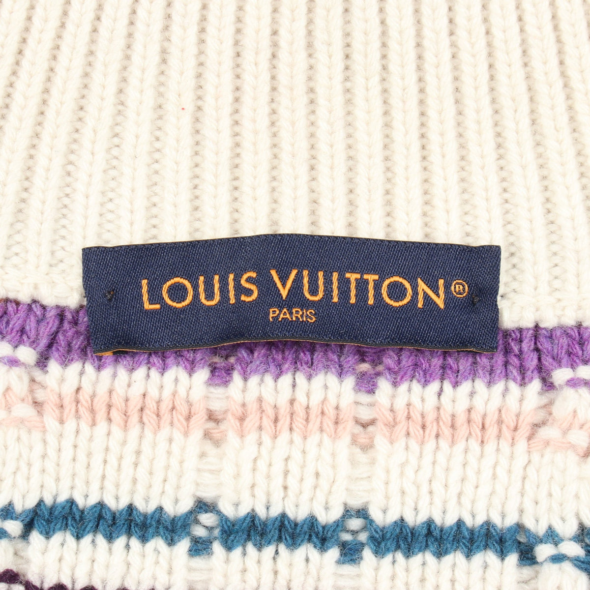 ストライプケーブルニット トラックトップ ジップアップ ジャケット ウール カシミヤ パープル マルチカラー ルイヴィトン アウター LOUIS VUITTON