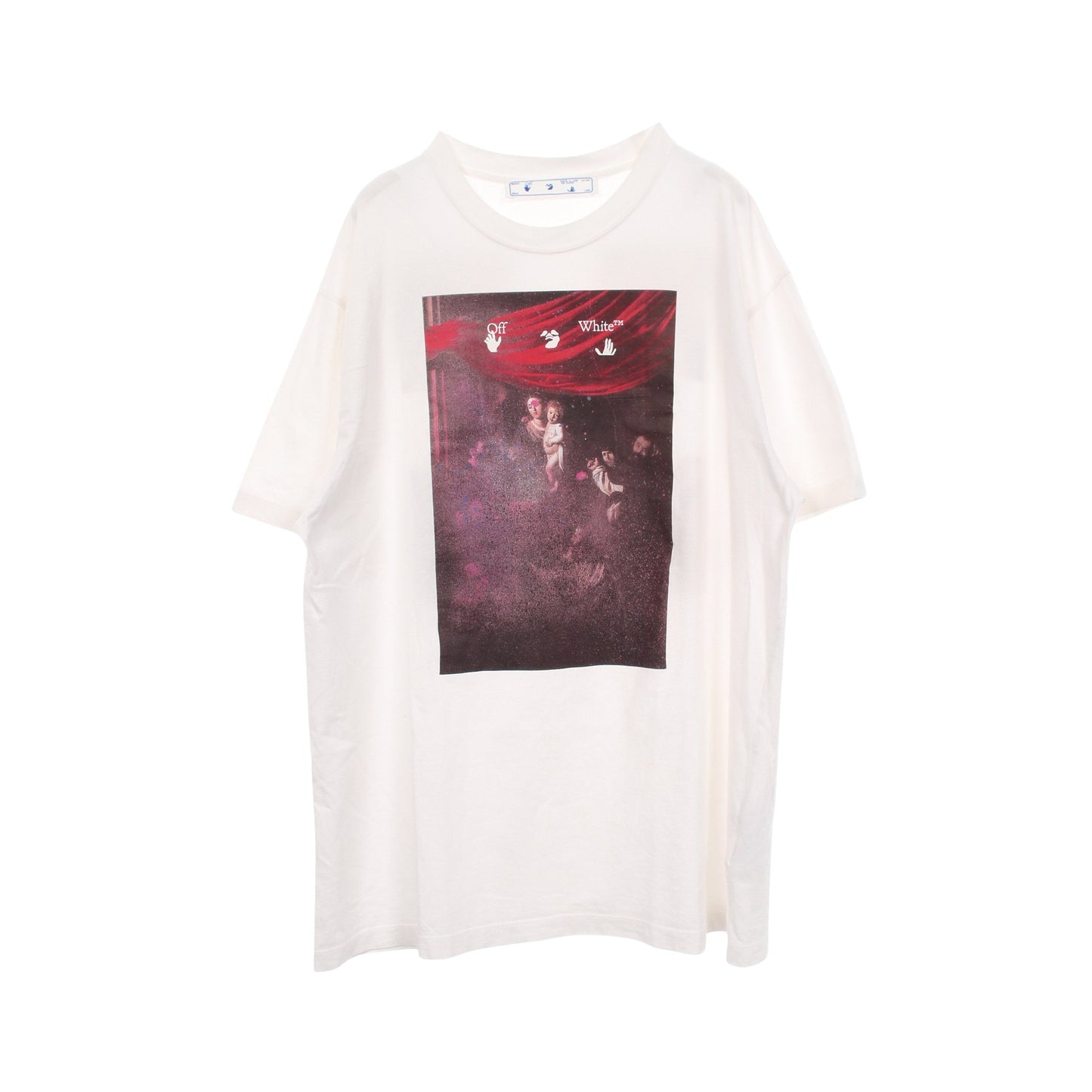 グラフィック絵画プリント 半袖Tシャツ コットン ホワイト オフホワイト