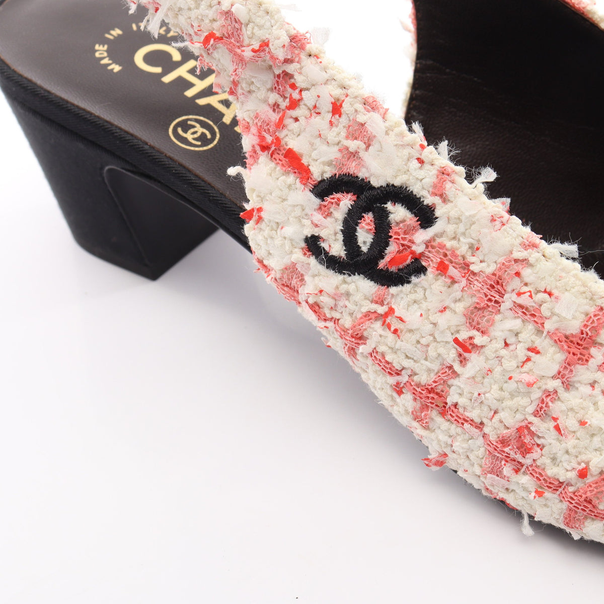 ココマーク スリングバック パンプス ツイード ファブリック ホワイト ピンクレッド ブラック シャネル シューズ CHANEL