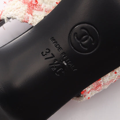 ココマーク スリングバック パンプス ツイード ファブリック ホワイト ピンクレッド ブラック シャネル シューズ CHANEL
