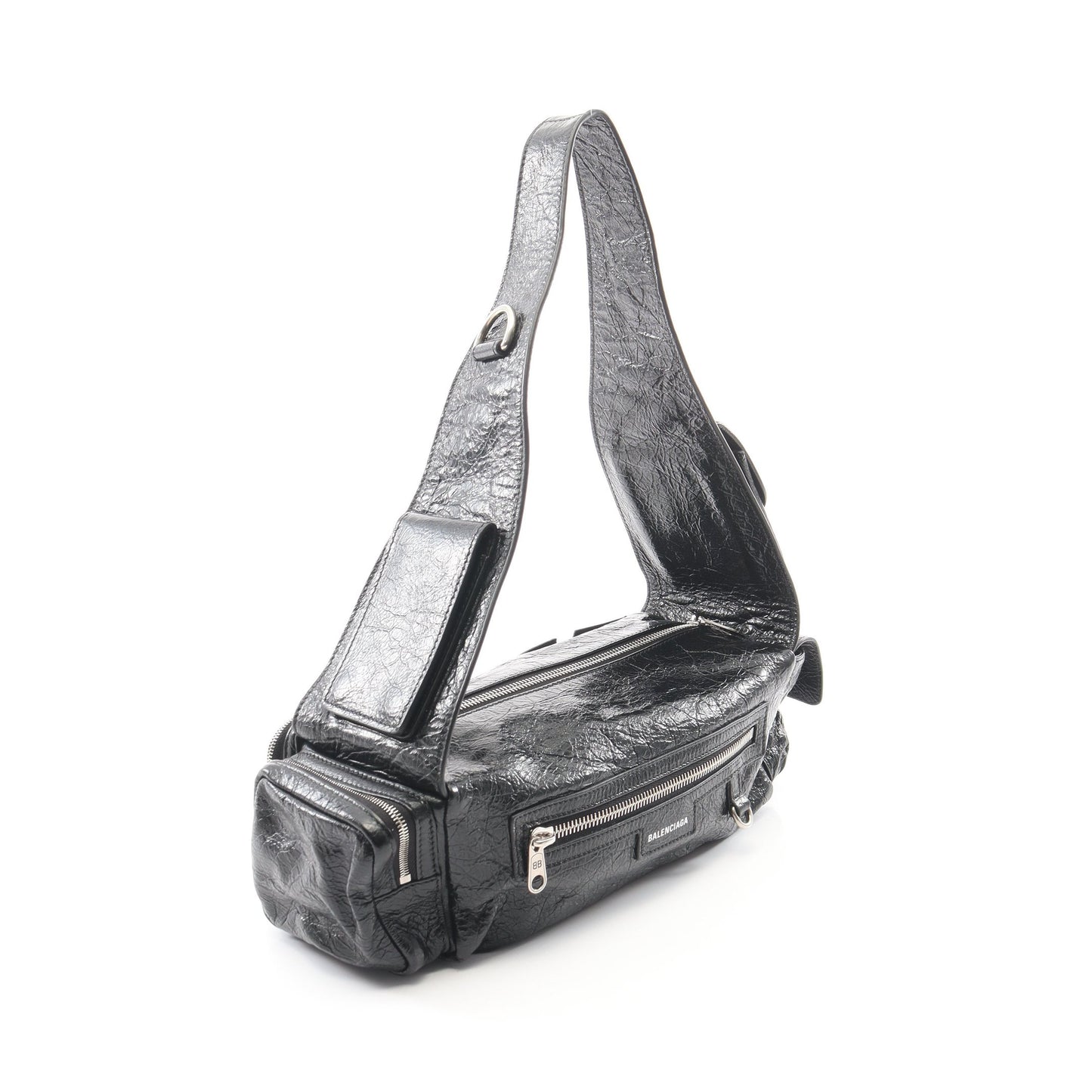 SUPERBUSY SLING BAG スーパービジー ショルダーバッグ レザー ブラック バレンシアガ