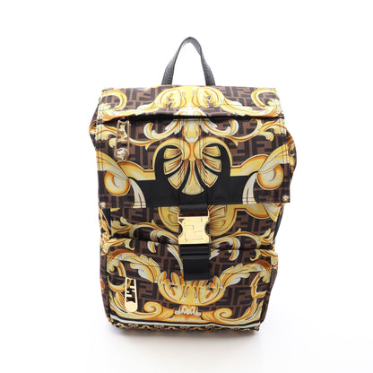 FENDI × VERSACE フェンダーチェ バックパック リュックサック ナイロン レザー ブラック マルチカラー フェンディ