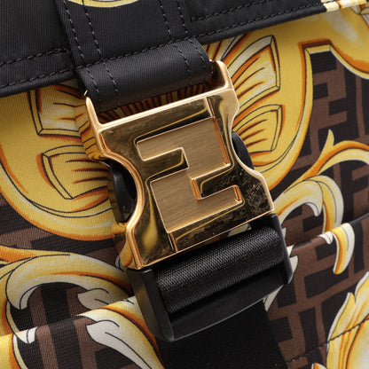 FENDI × VERSACE フェンダーチェ バックパック リュックサック ナイロン レザー ブラック マルチカラー フェンディ