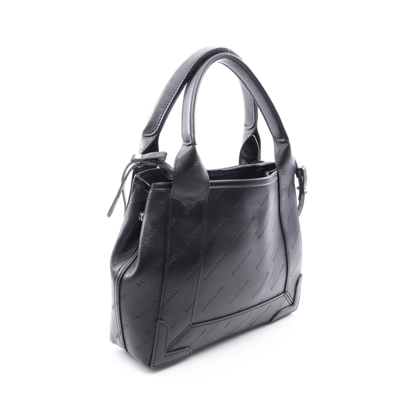 ネイビーカバ XS 2WAY ハンドバッグ レザー ブラック バレンシアガ