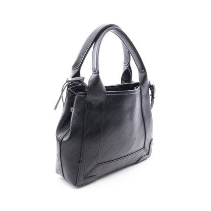 ネイビーカバ XS 2WAY ハンドバッグ レザー ブラック バレンシアガ
