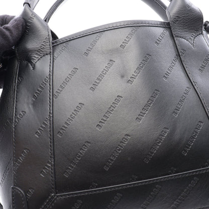 ネイビーカバ XS 2WAY ハンドバッグ レザー ブラック バレンシアガ