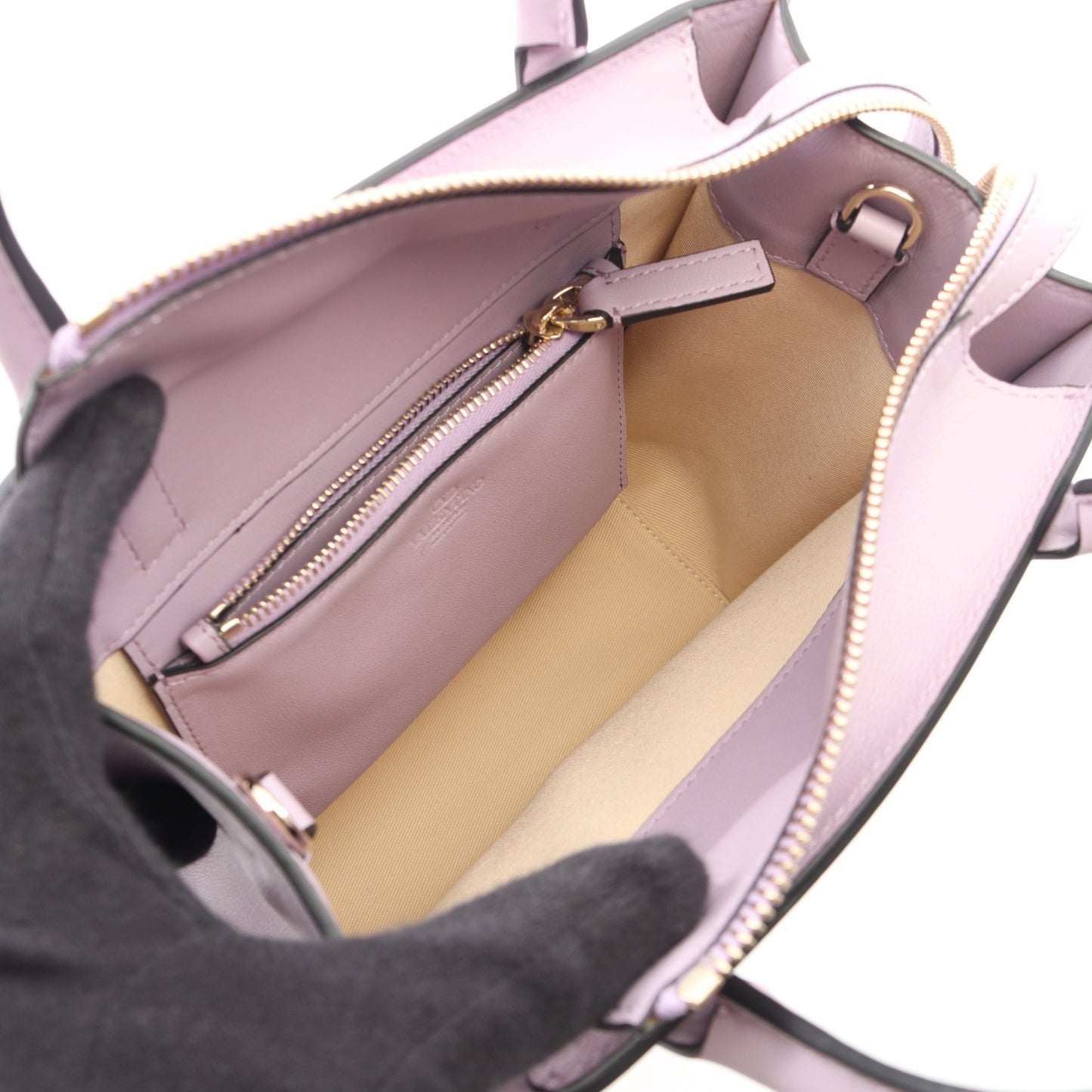 Vロゴ ウォーク スモール 2WAY ハンドバッグ レザー ライトパープル ヴァレンティノガラヴァーニ