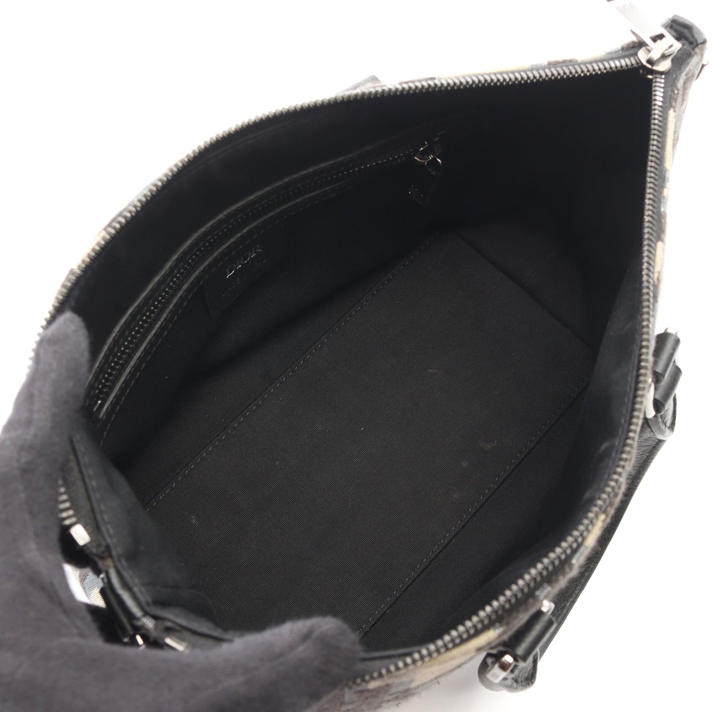 Weekender ウィークエンダー 25 マキシオブリーク 2WAY ハンドバッグ キャンバス レザー ベージュ ブラック クリスチャンディオール