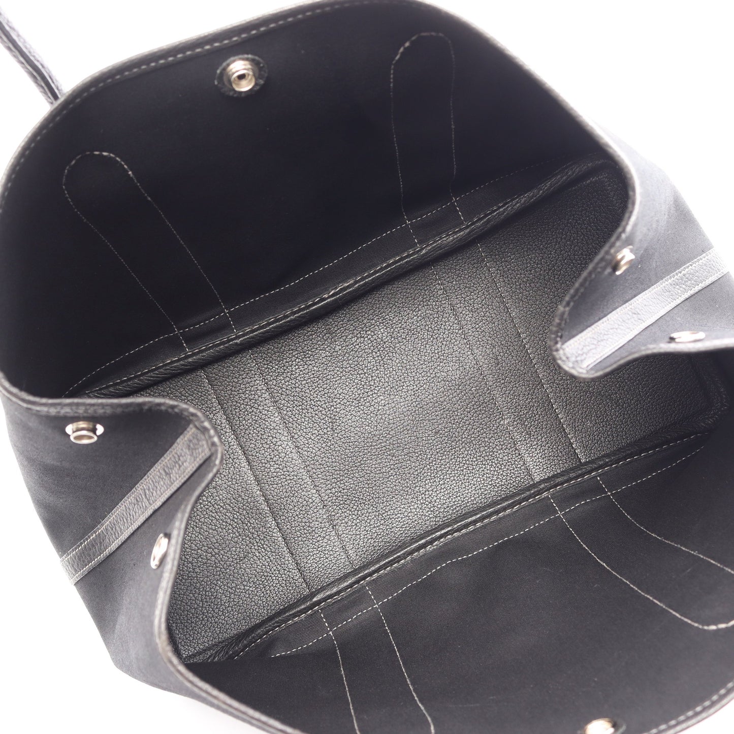 ガーデンパーティPM ハンドバッグ トートバッグ トワルオフィシエ レザー ブラック シルバー金具 □G刻印 エルメス